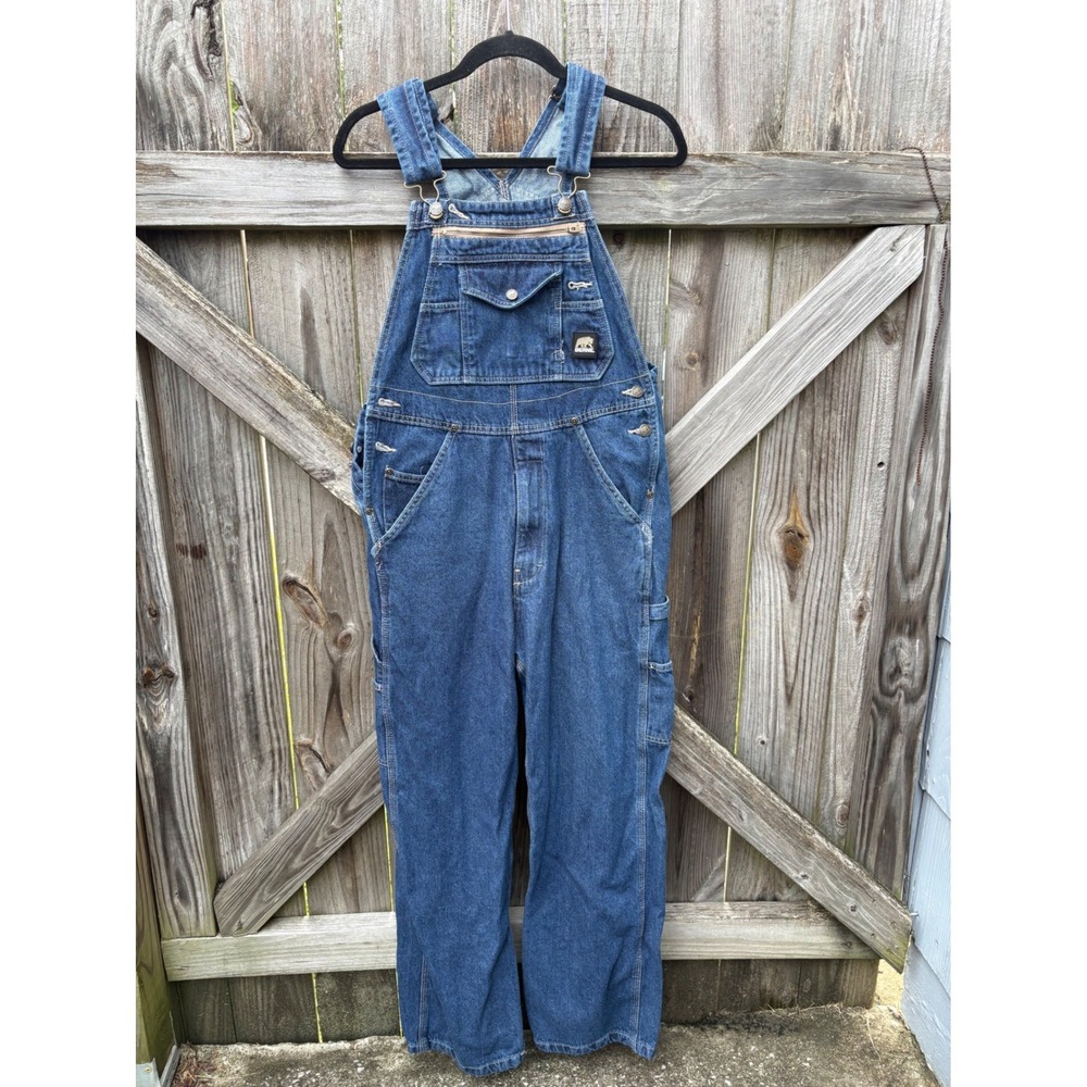 Berne Mens Denim Bib Overalls Indigo Blue Carpenter Workwear Hammer Loop Utility
